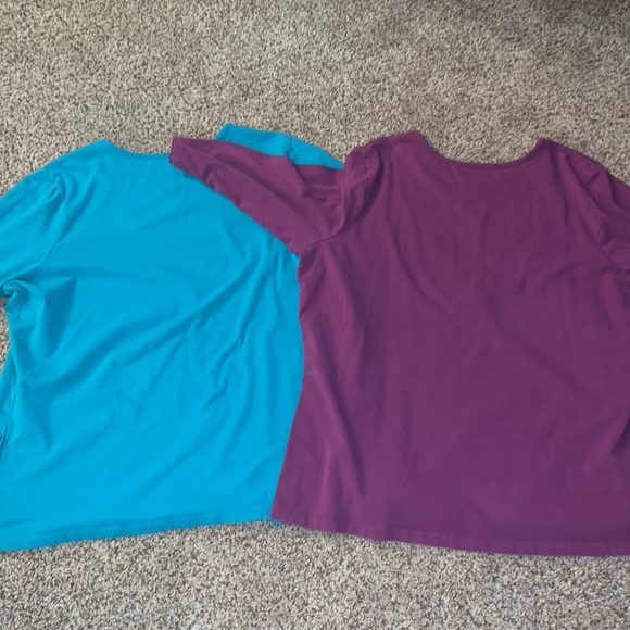 Denim & Company teal and purple 3/4 sleeve length casual soft stretchy shirts 2 - Picture 5 of 10